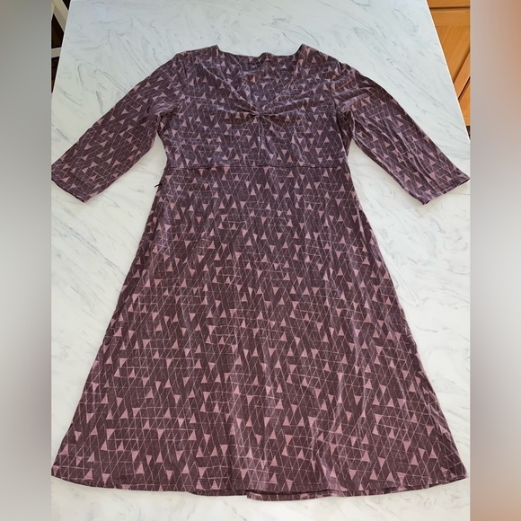 toad & co purple print triangles Knit Stretch dress large - Picture 1 of 4